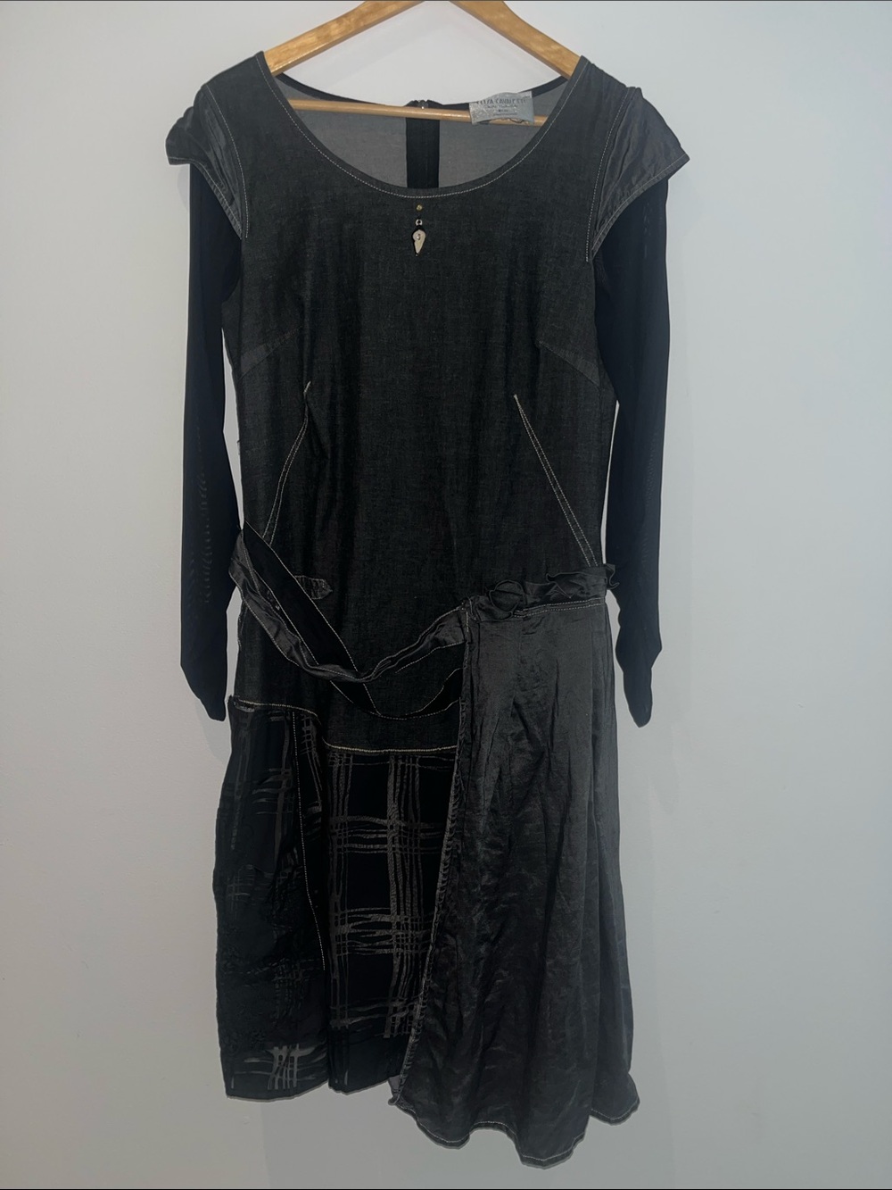 ELISA CAVALETTI grey kilt patchwork dress, made in Italy, size medium
